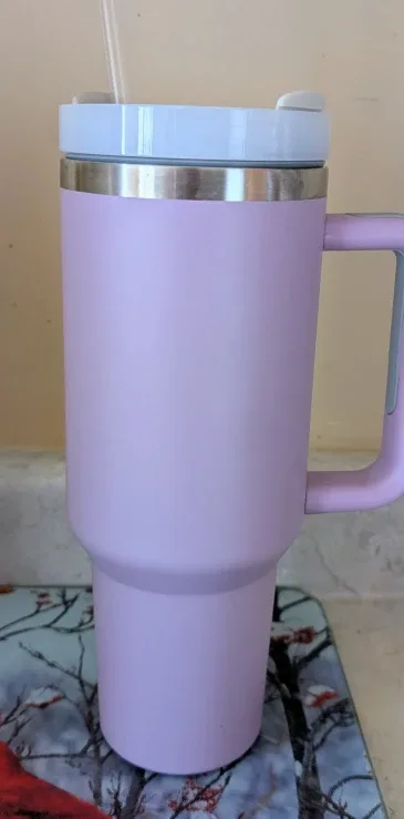 Pink Water Bottle Tumbler with Handle