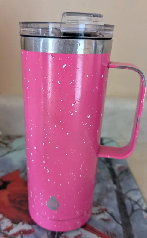 Pink Water Bottle Tumbler with Handle image indicator(3)