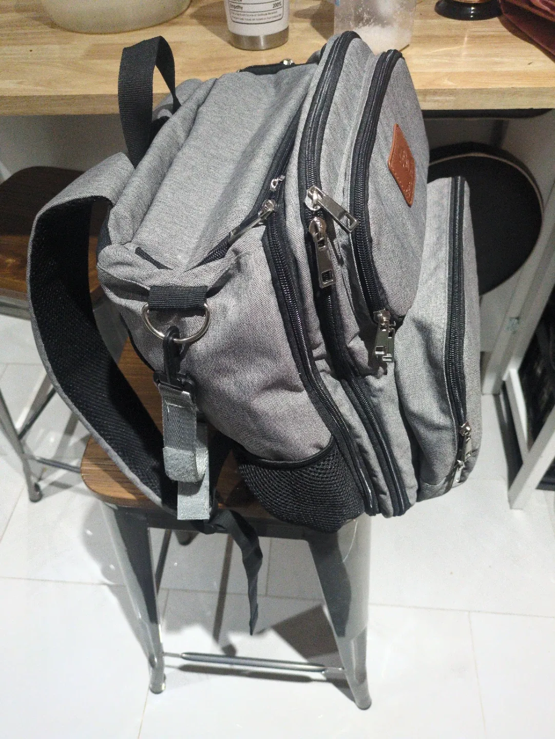 Genny Brodie's Grey Diaper Bag Backpack image indicator(3)