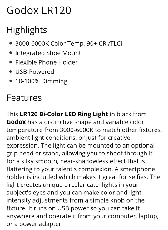 Godox LR120 Bi-Color LED Ring Light - photo 4
