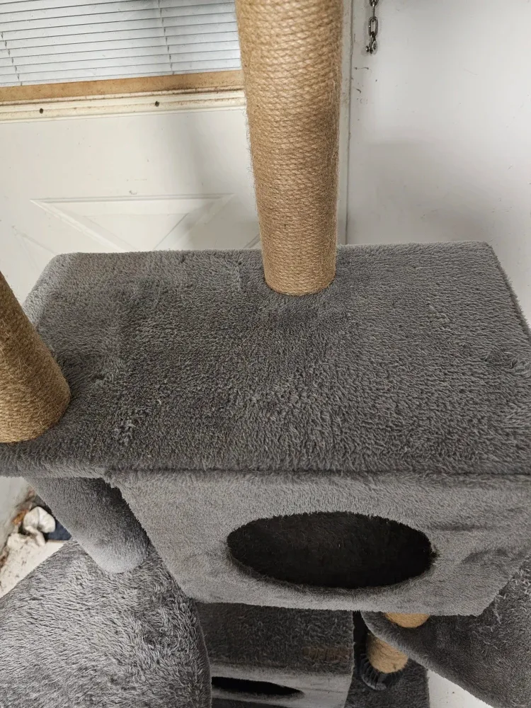 Used Grey Cat Tree with Scratching Posts image indicator(5)