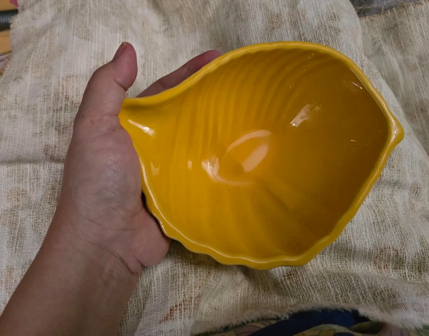 SIGNED Yellow Decorative Bowl