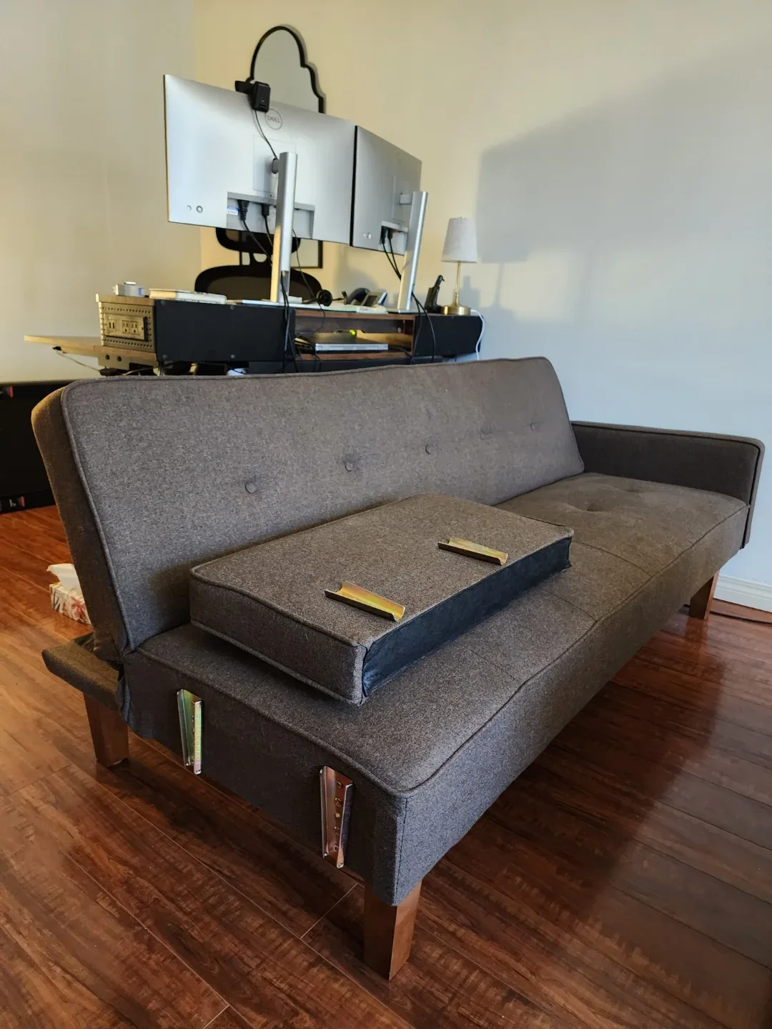 Convertible Sofa Bed - Brown Linen - Delivery available image indicator(3)