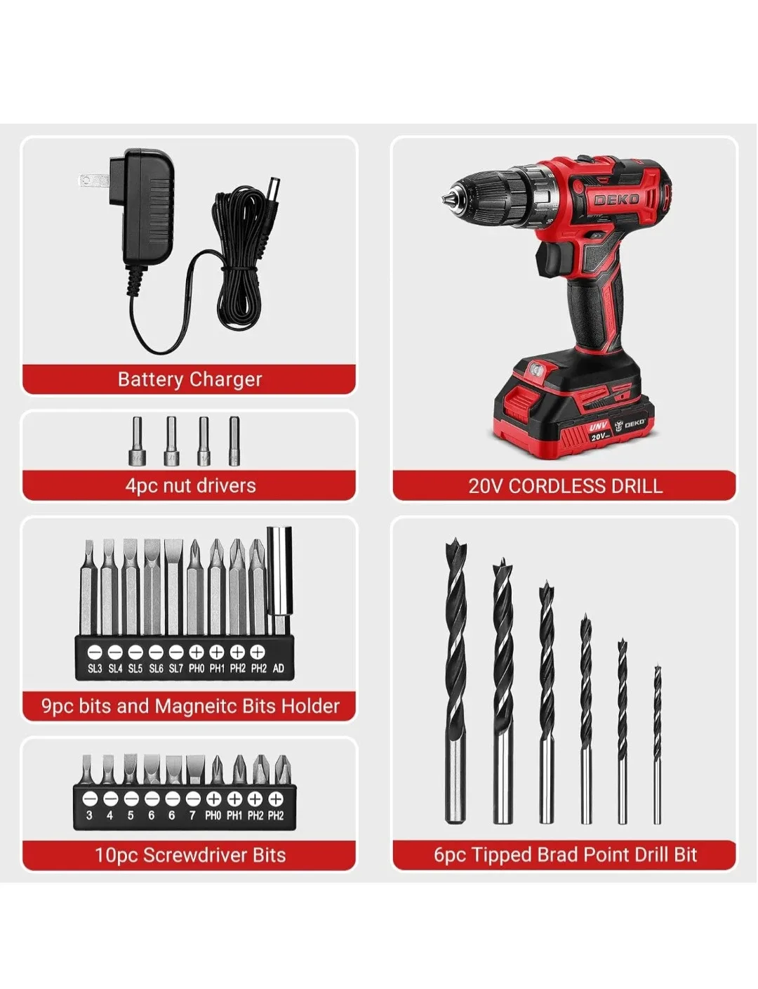 DEKO DKCD20XL02 Cordless Drill - NEW IN BOX image indicator(6)