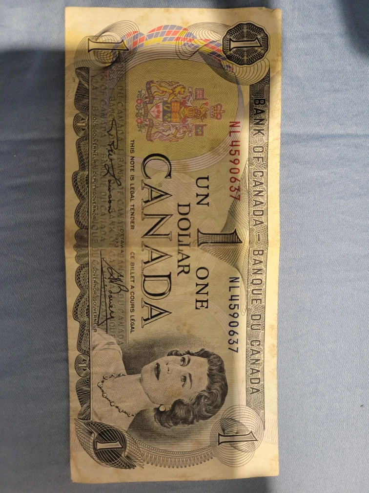 Vintage 1973 Canadian One Dollar Bill