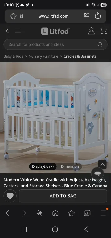 Litfad Modern White Wood Cradle, Adjustable Height