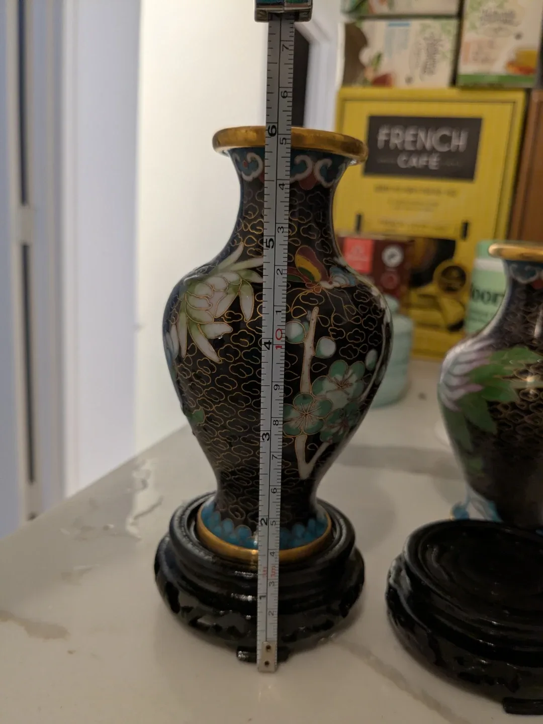 Vintage Cloisonne Vases with Stands - Pair image indicator(2)