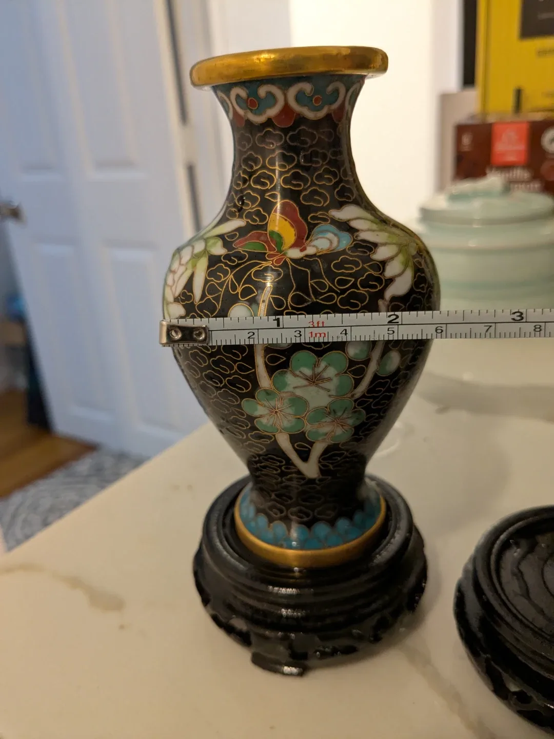 Vintage Cloisonne Vases with Stands - Pair image indicator(3)