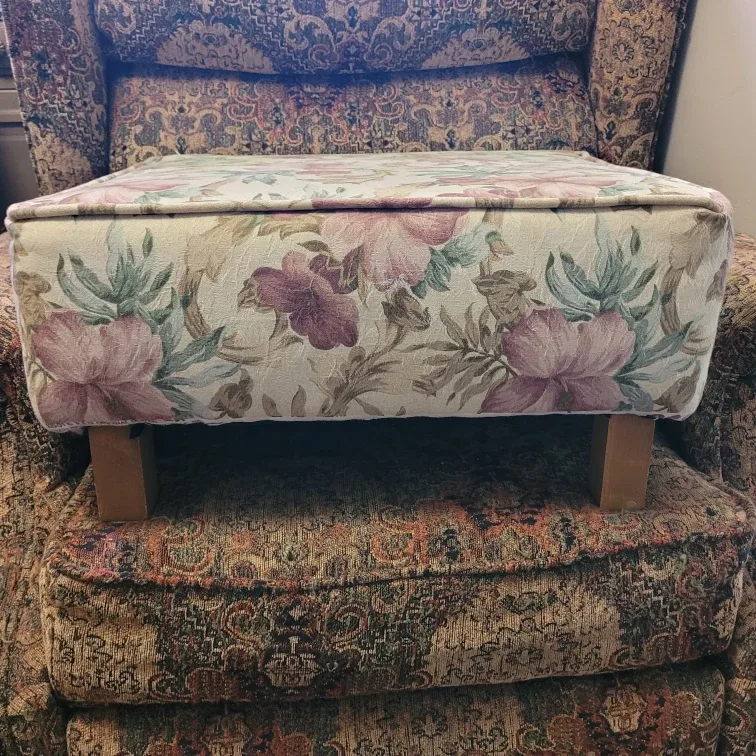 Old Cushion Top Foot Stool 10" tall 21" x 19" image indicator(6)