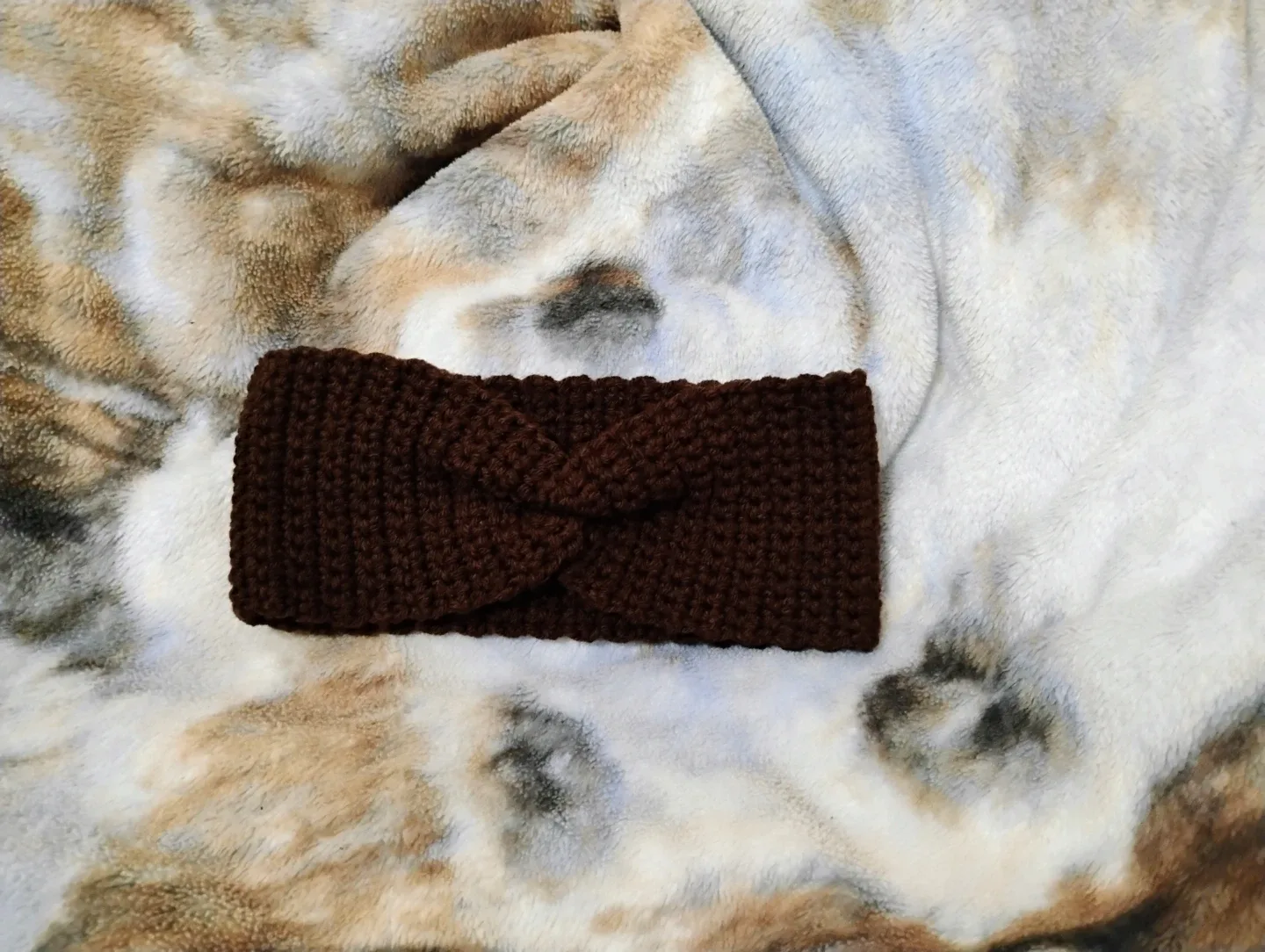 Handmade Knitted Headband - Cream And brown image indicator(2)