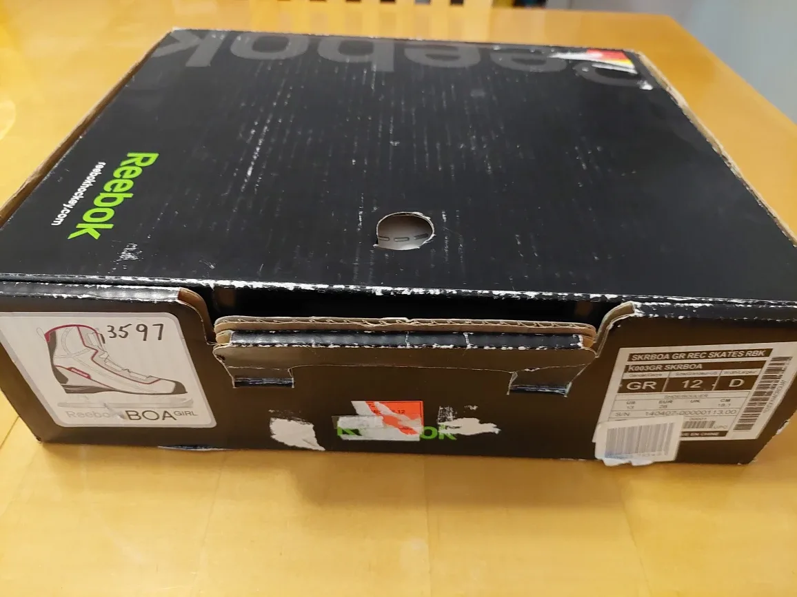 Like New! Youth Size 12 Reebok BOA Ice Skates w/ Original Box