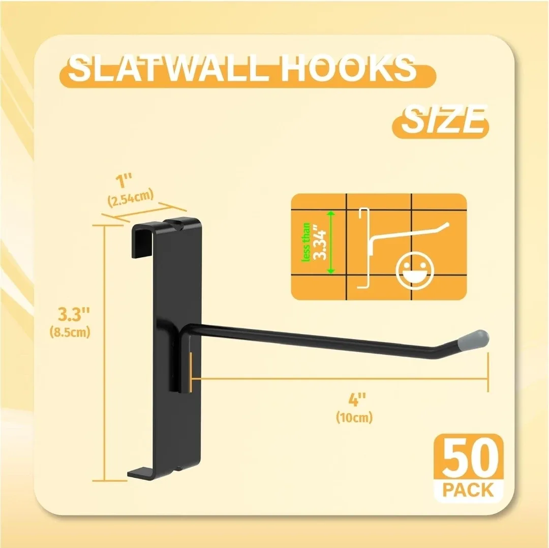 Gridwall Hooks - 6 Inch, Black, 50PCS image indicator(2)