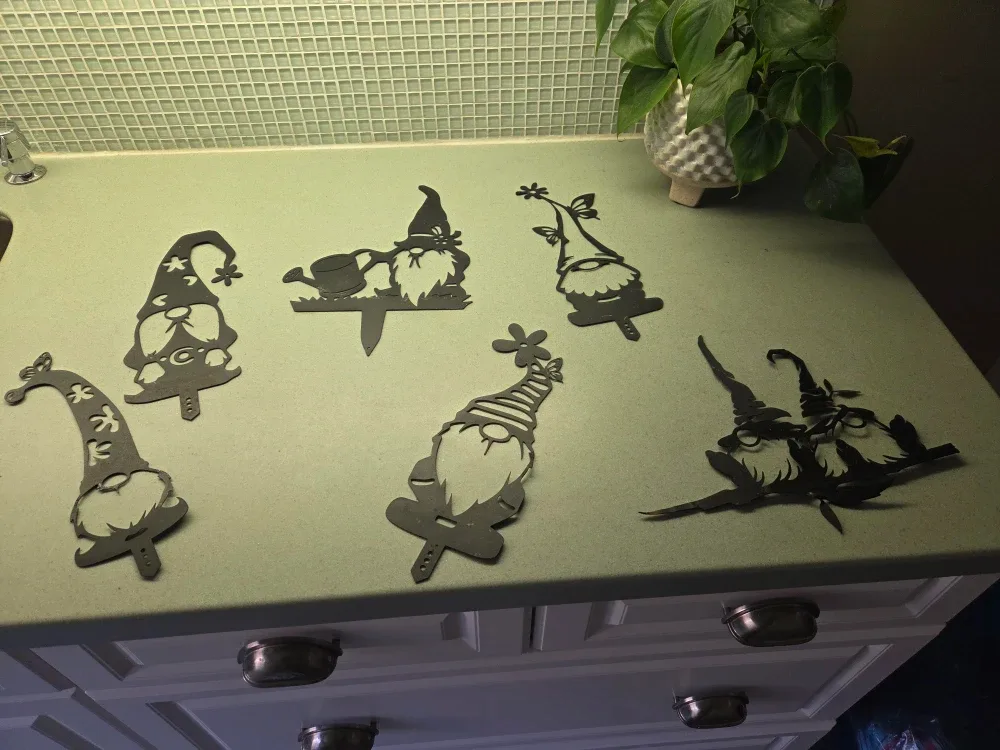 Metal Gnome Garden Stakes - Set of 6