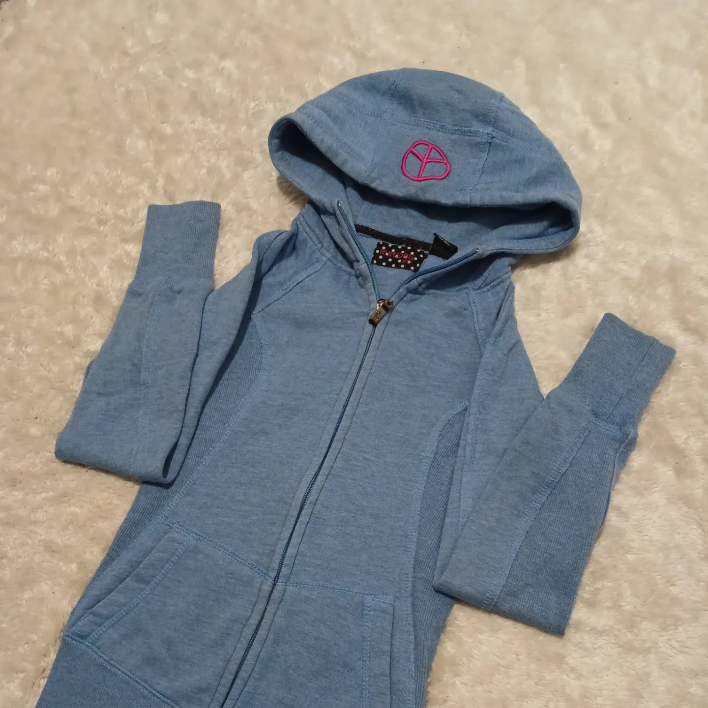 Blue Full Zip Hoodie with Peace Sign thumbnail