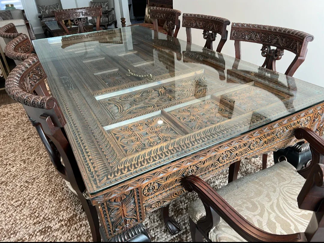 Luxury Hand-Carved Rosewood / Sheesham Dining Set image indicator(3)