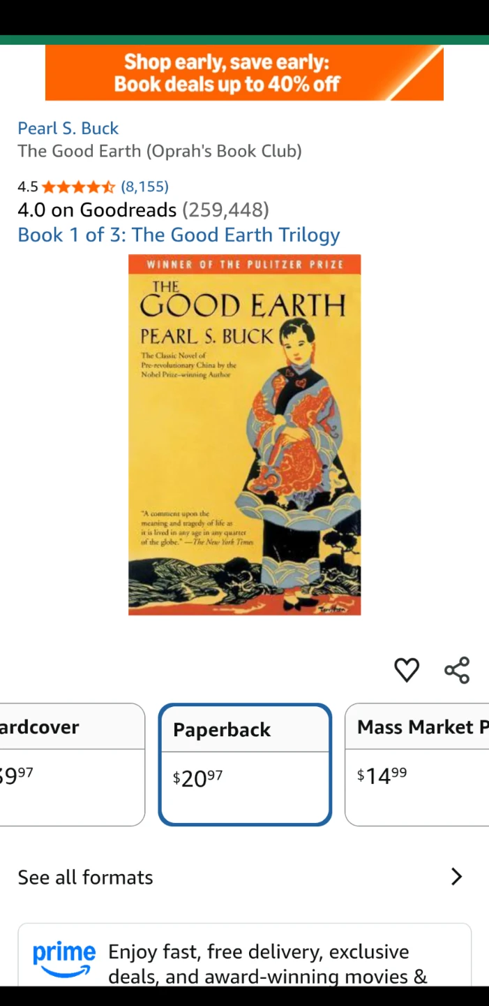 The Good Earth by Pearl S. Buck won the Pulitzer Prize - photo 3