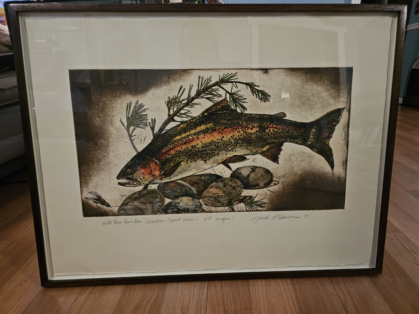 Framed Trout Print by Jack R. Peterson