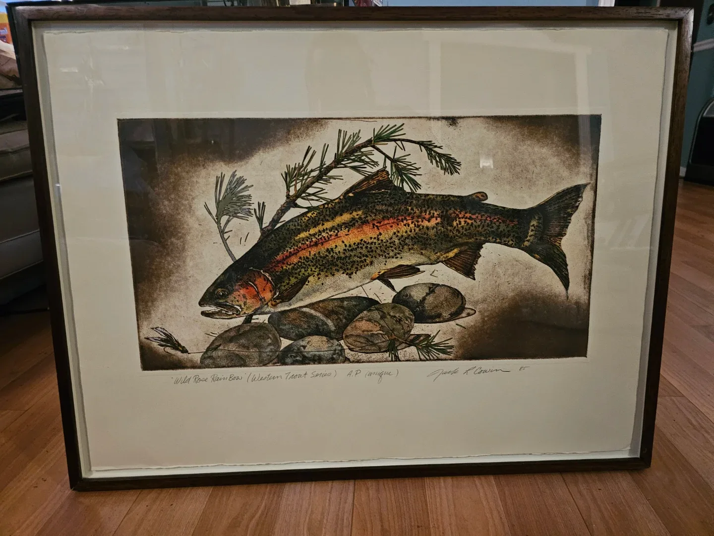 Framed Trout Print by Jack R. Peterson