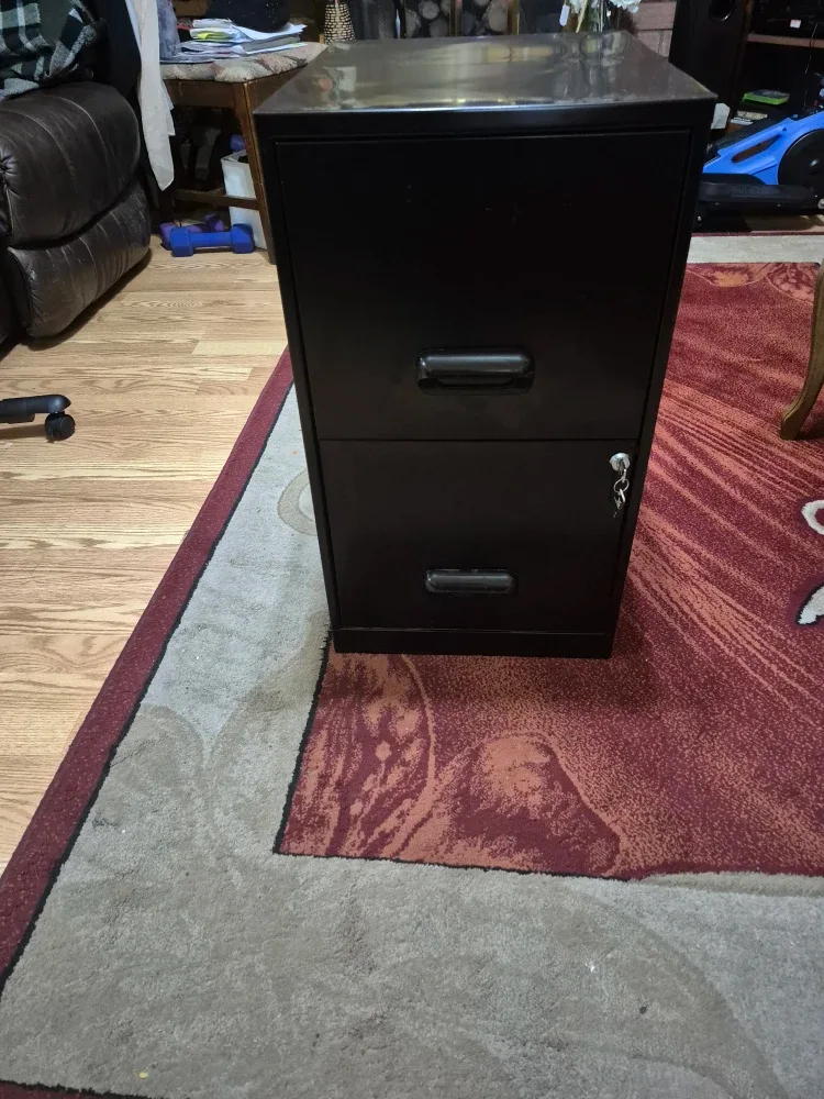 Two Drawer Filing cabinet witĥ keys and file rack