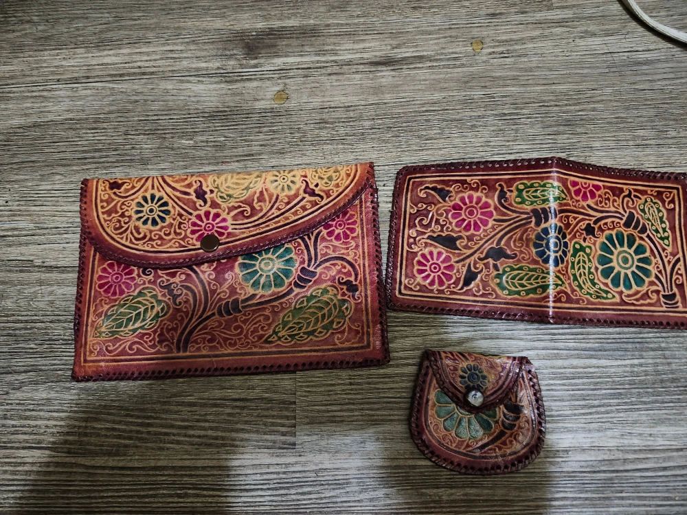 Handmade Leather Wallet & Coin Purse Set