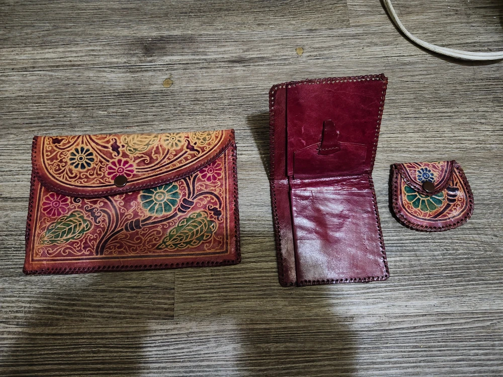 Handmade Leather Wallet & Coin Purse Set - photo 2