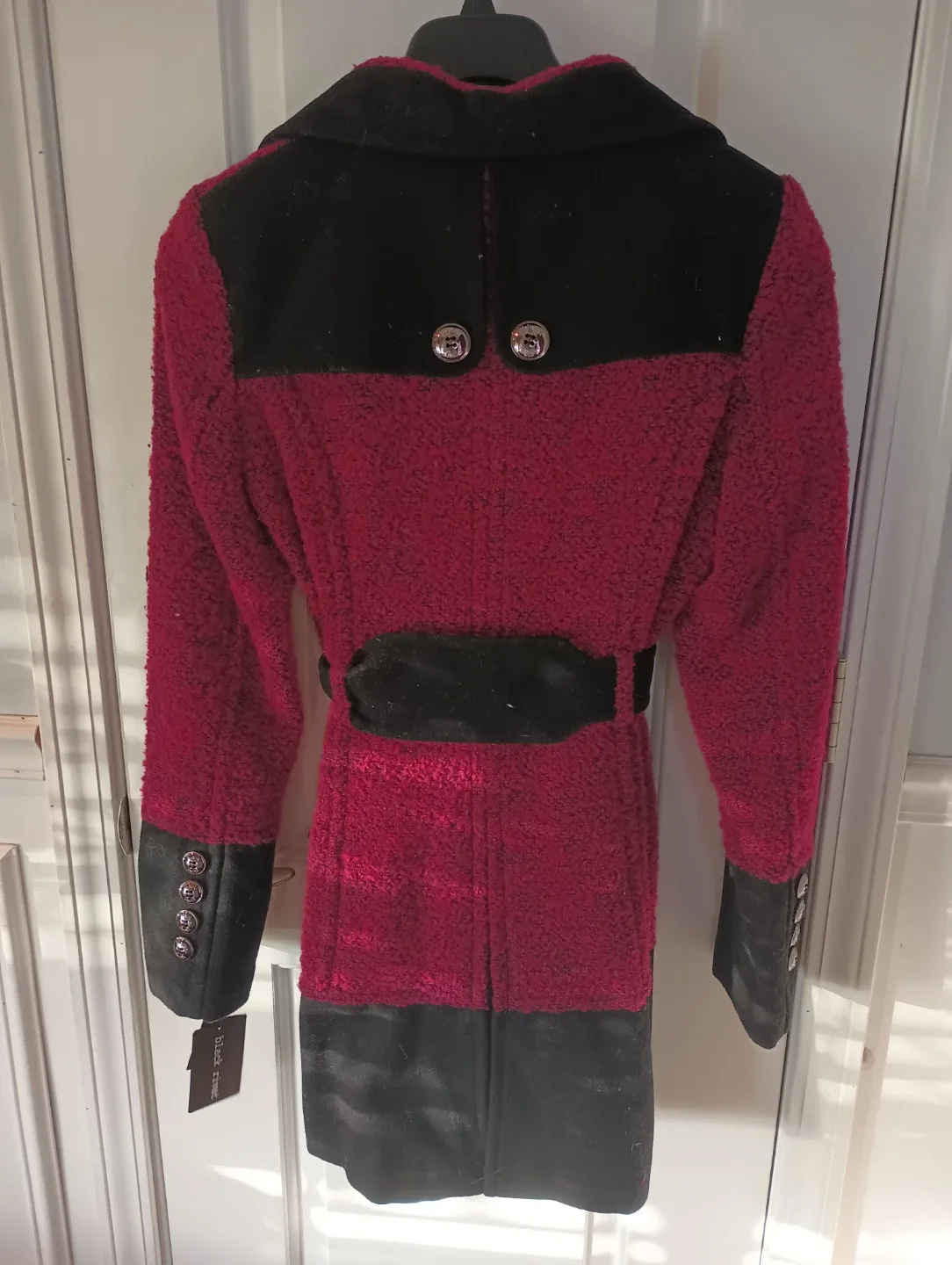 Black Rivet Magenta Wool Blend Coat - Size M image indicator(3)