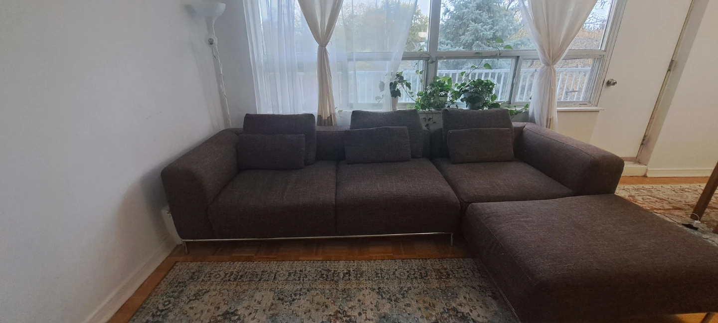 Brown Sectional Sofa with Ottoman