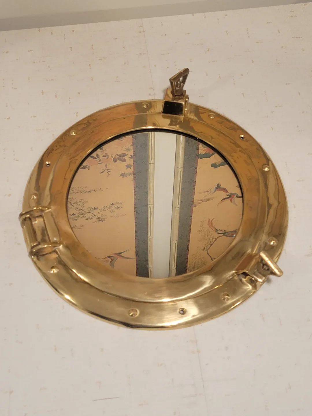 Vintage Mirror Brass Porthole Mirror. 12" Bar. NAUTICAL image indicator(6)