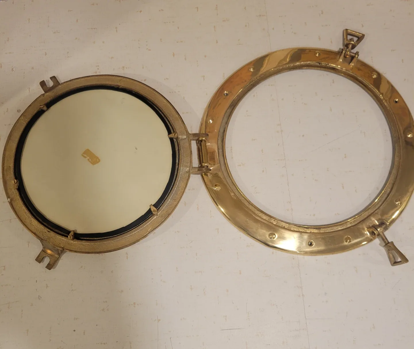 Vintage Mirror Brass Porthole Mirror. 12" Bar. NAUTICAL image indicator(9)