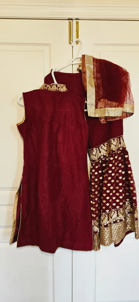 Maroon & Gold Indian Outfit