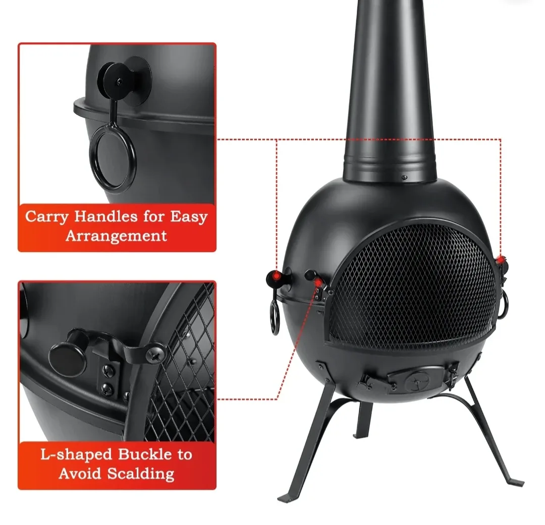 Black Chiminea Outdoor Fireplace image indicator(2)