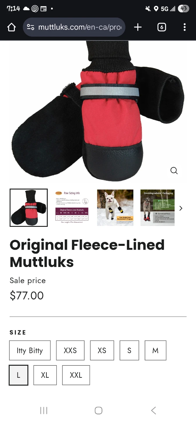Muttluks Fleece Lined Dog Boots - Size L (Red) - photo 4
