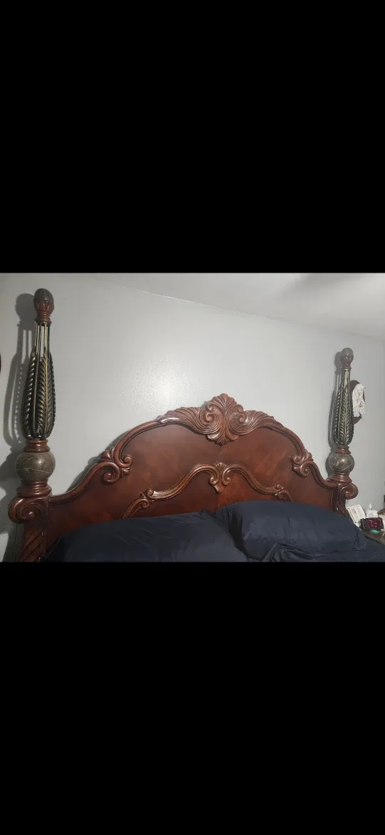 Ornate heavy Wood Bed Frame king size mattress not included