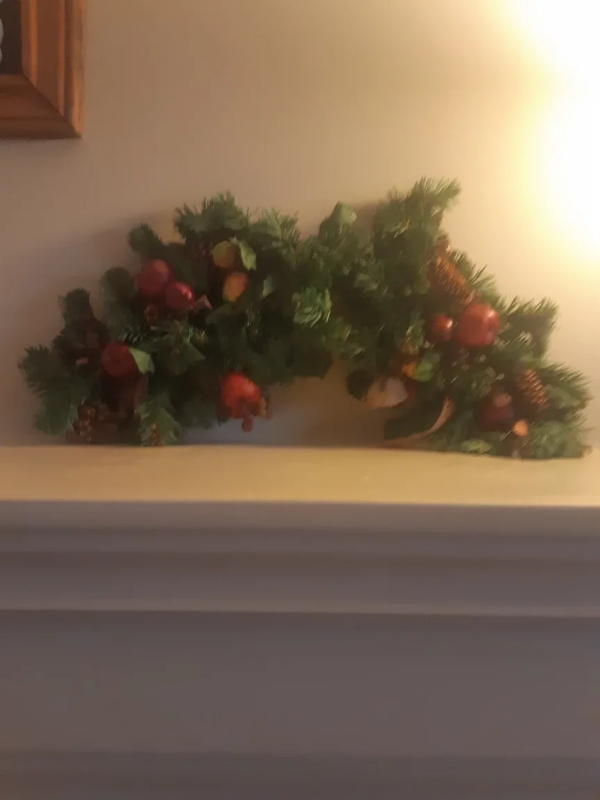 Vintage Christmas Garland with Pinecones & Red Berries