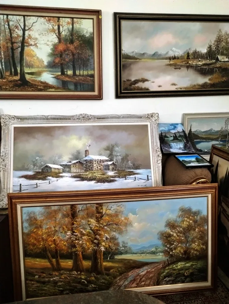 90  pieces of antique original oil paintings prices $20 and up. image indicator(4)