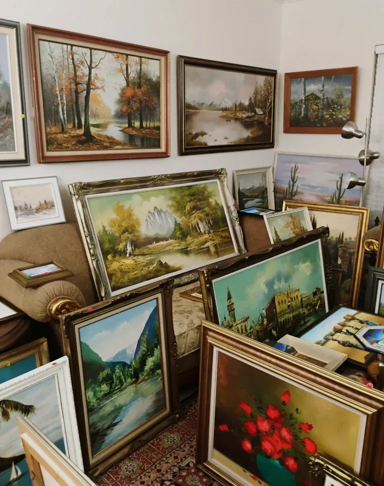 90  pieces of antique original oil paintings prices $20 and up. image indicator(7)