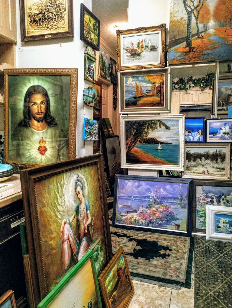 90  pieces of antique original oil paintings prices $20 and up. image indicator(9)