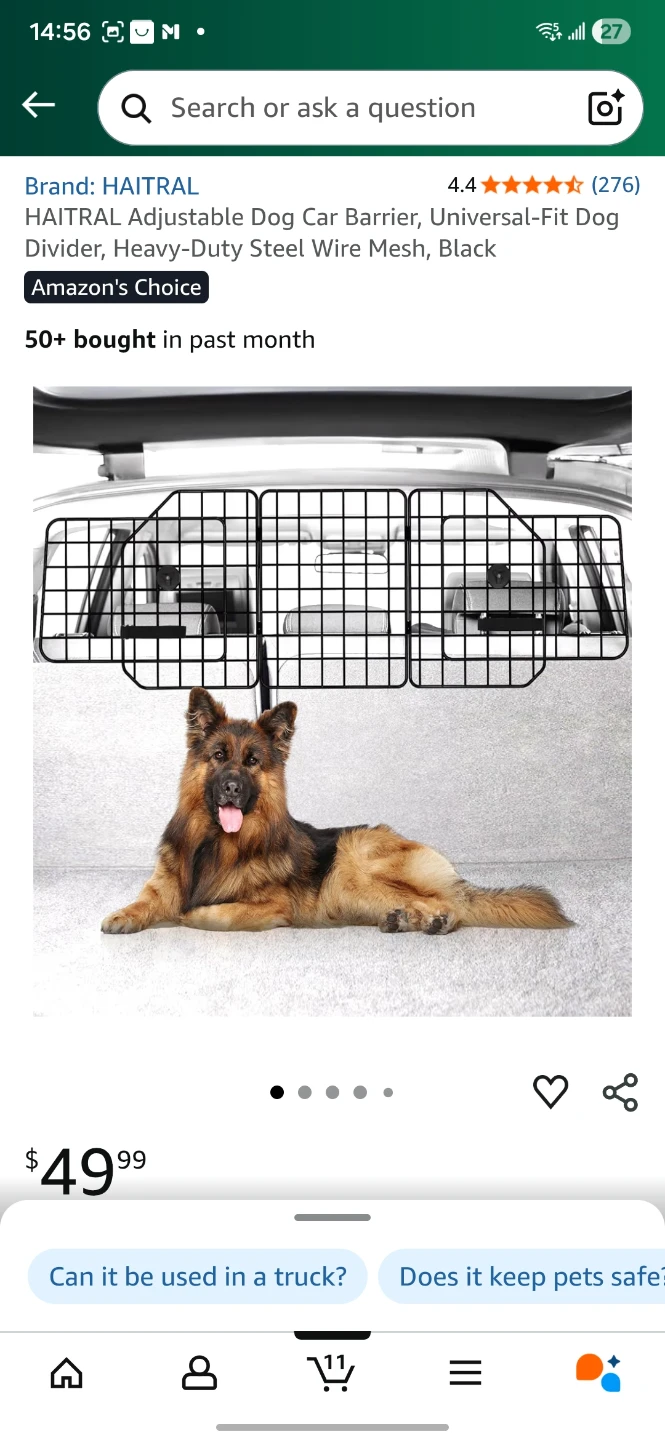 HAITRAL Adjustable Dog Car Barrier - Black