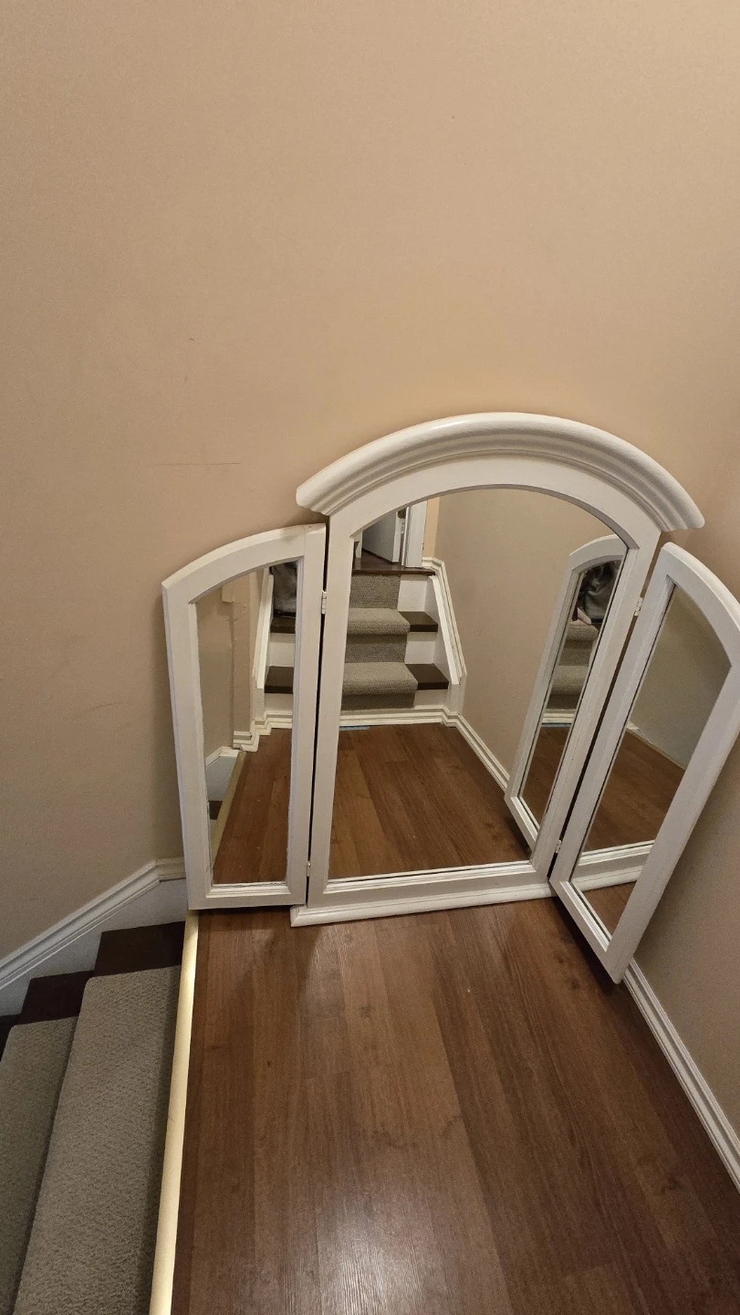 White Tri-Panel Wall Mirror - photo 2