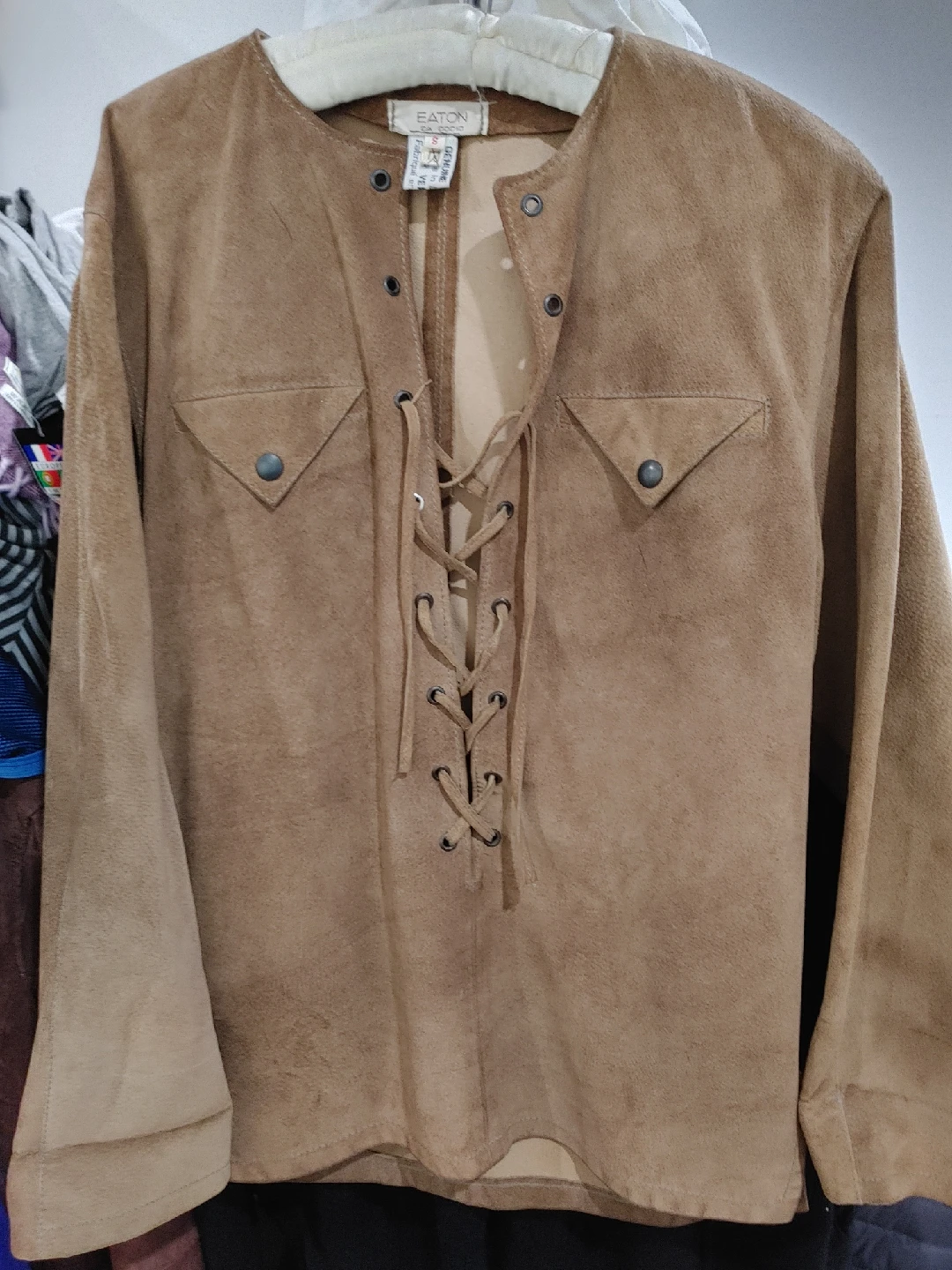 🧡SUPER COOL HIPPY GENUINE LEATHER SUEDE TOP MINT