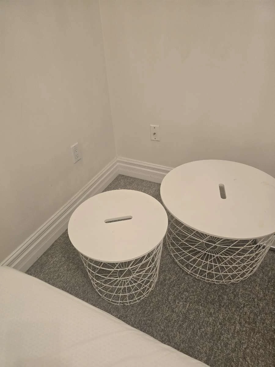 White Wire Basket Side Tables (Set of 2)