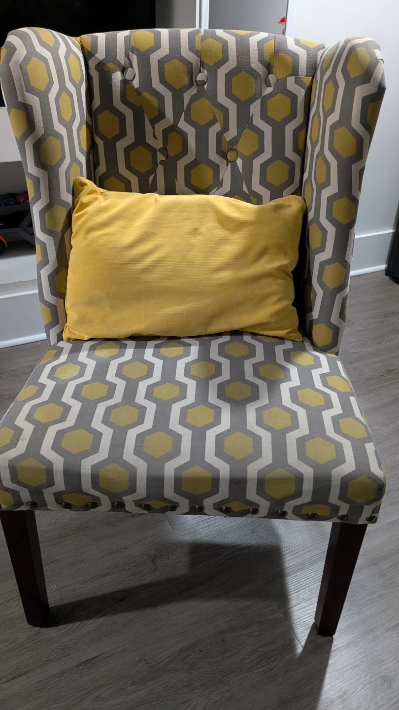 Wingback Accent Chair - Yellow & Grey Pattern