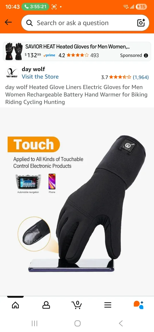 Day Wolf Heated Glove Liners - Rechargeable image indicator(3)