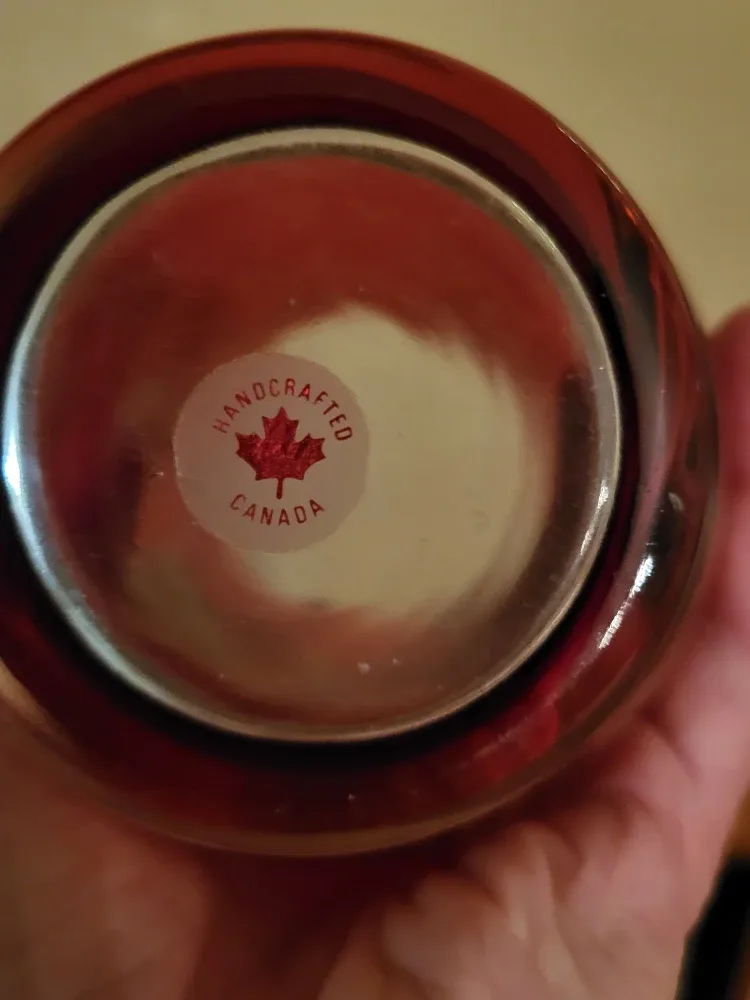 Vintage Ruby Red Glass Decanter with Stopper & Vase image indicator(8)