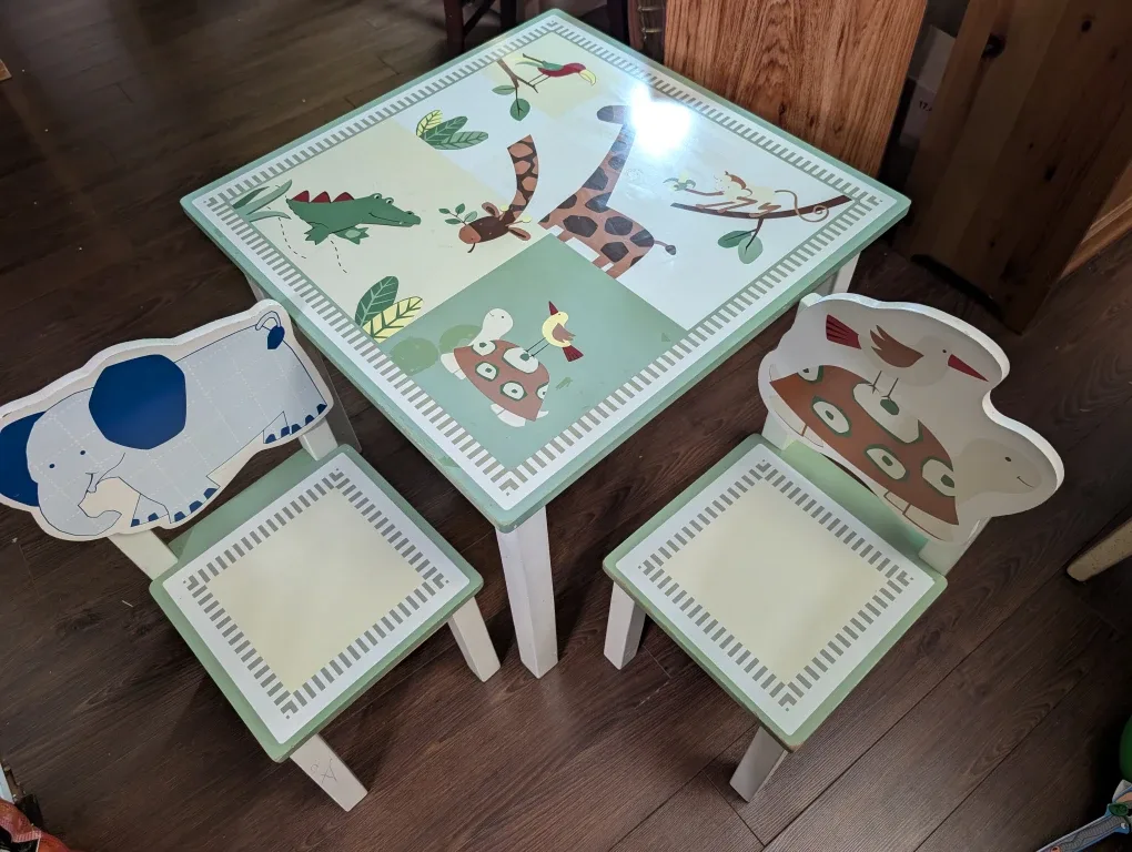 Kids' Table and Chairs Set - Animal Theme