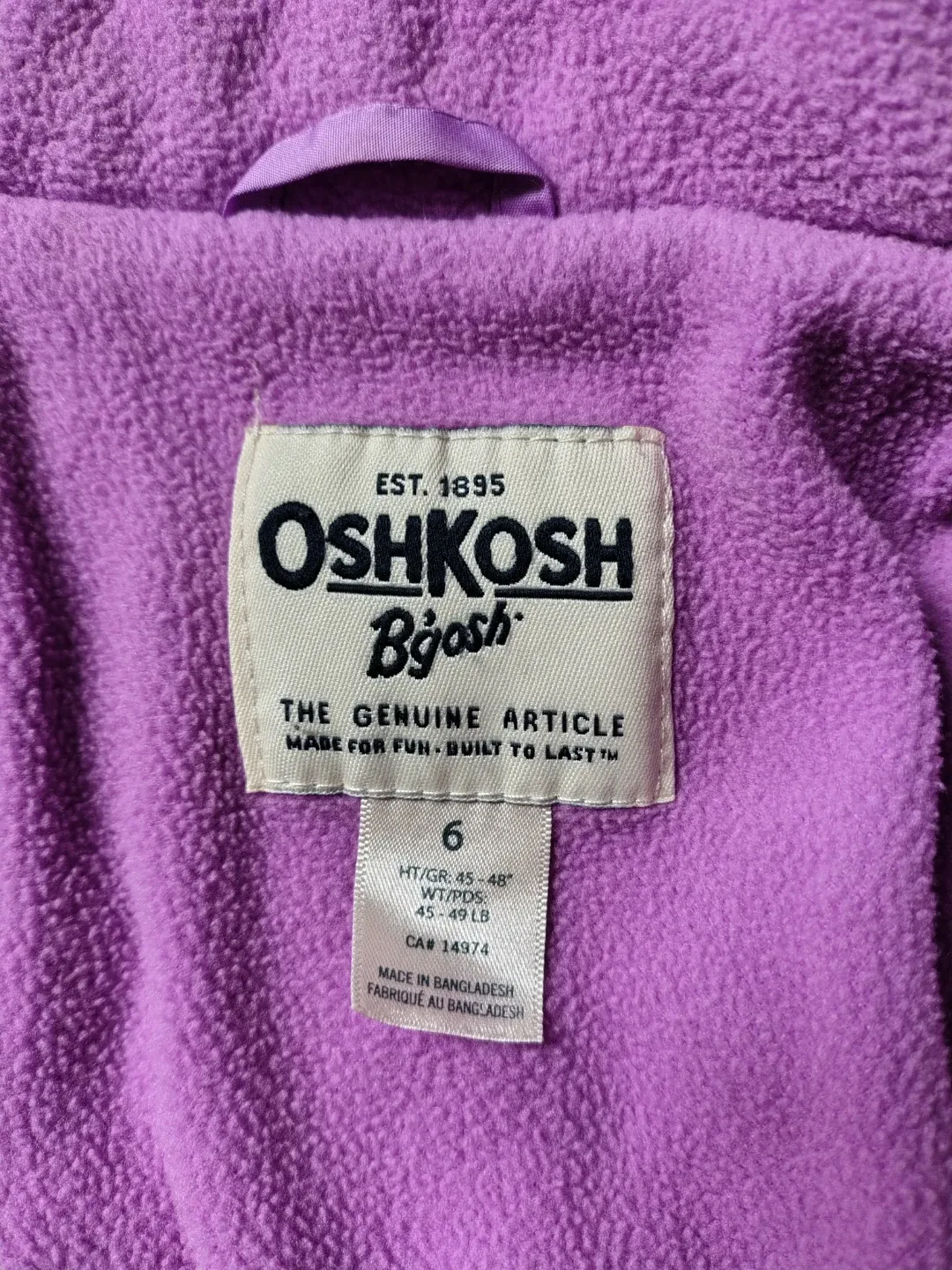OshKosh B'gosh Purple Vest - Size 6 image indicator(2)