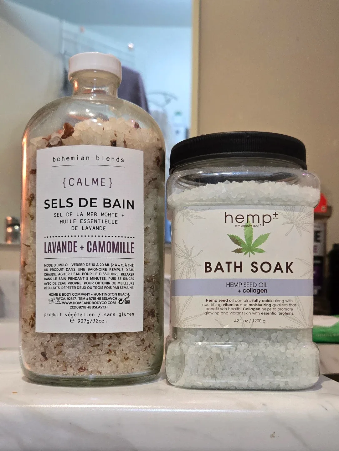 Bath Salt Set (Hemp + Collagen & Lavender + Chamomile)