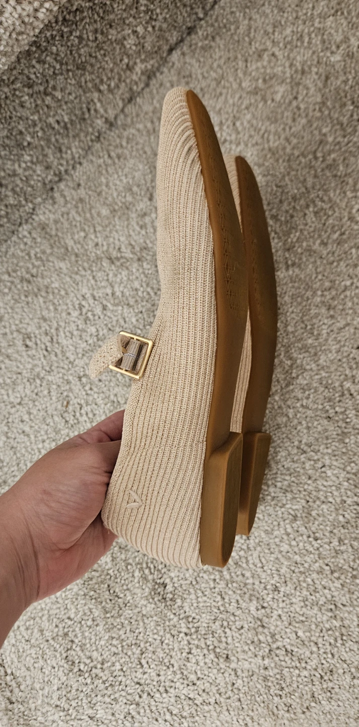Vivaia Square-Toe Mary-Jane Flats - Almond sz 38 - photo 5