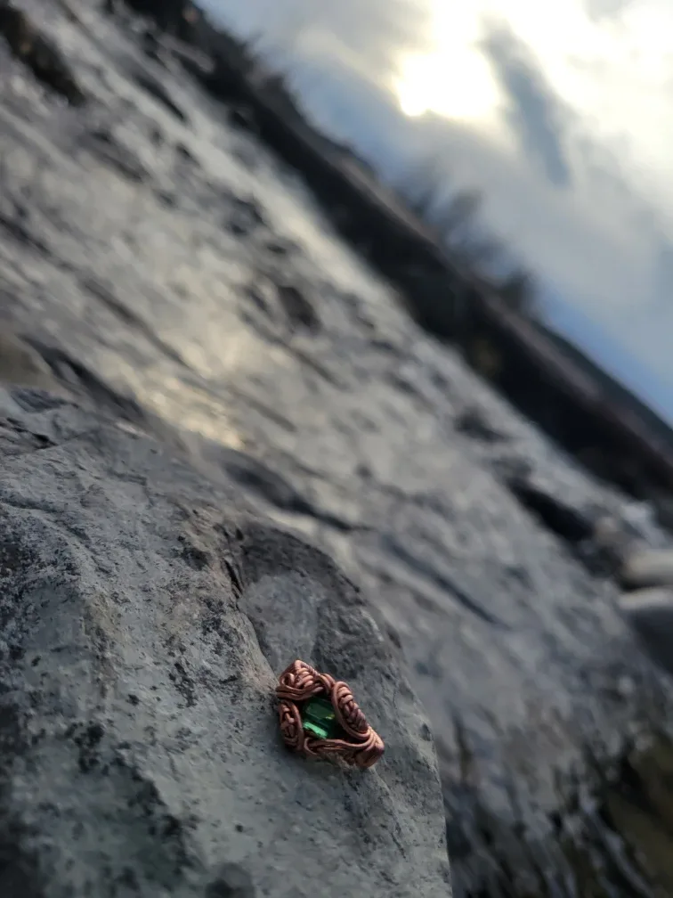 High end Tourmaline, wire wrapped into a copper ring image indicator(4)