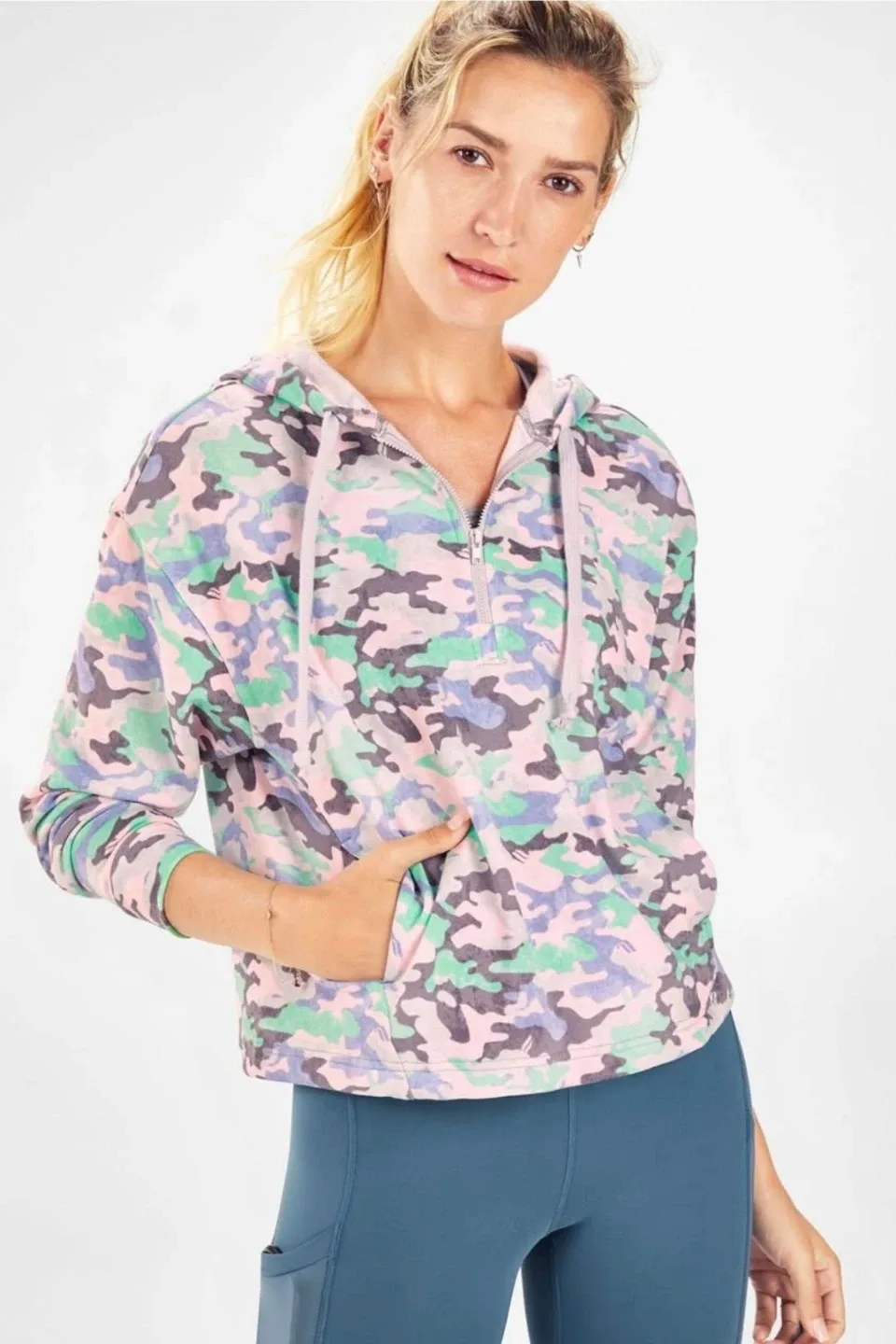 LIKE NEW FABLETICS Camo Hoodie - Blue, Green, Grey..SIZE M image indicator(2)